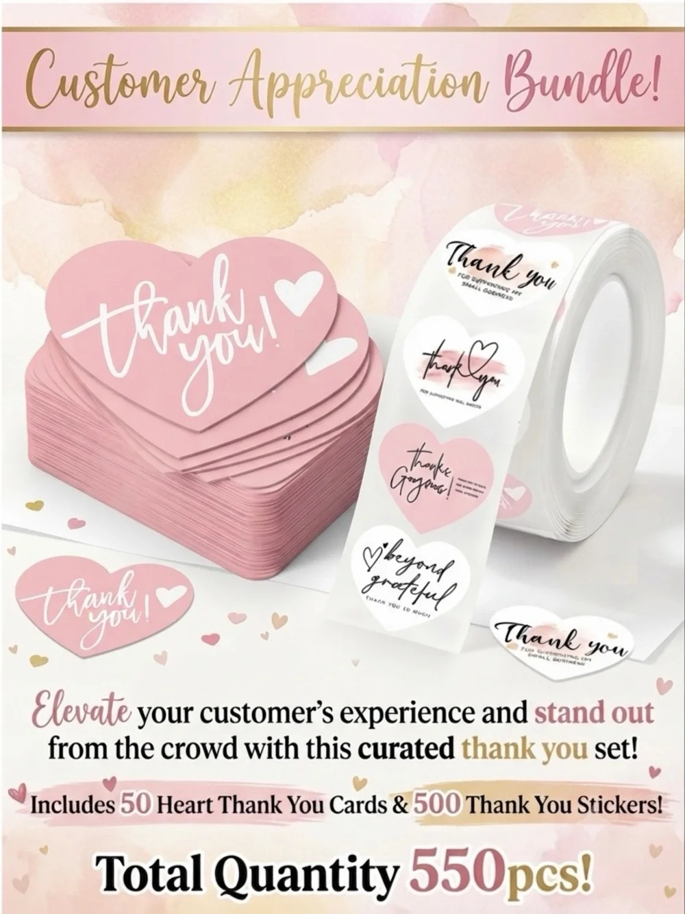 550PC Bundle - 50 Cards & 500 Stickers